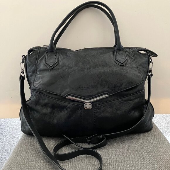 Botkier Valentina Satchel Black Leather, Gunmetal Hardware,...